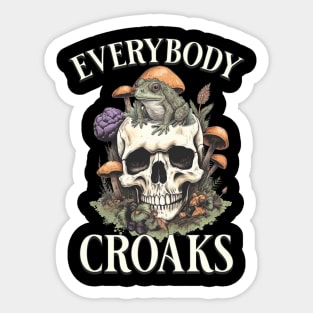 Everybody croaks - Funny Frog Skull Mushroom Print Sticker